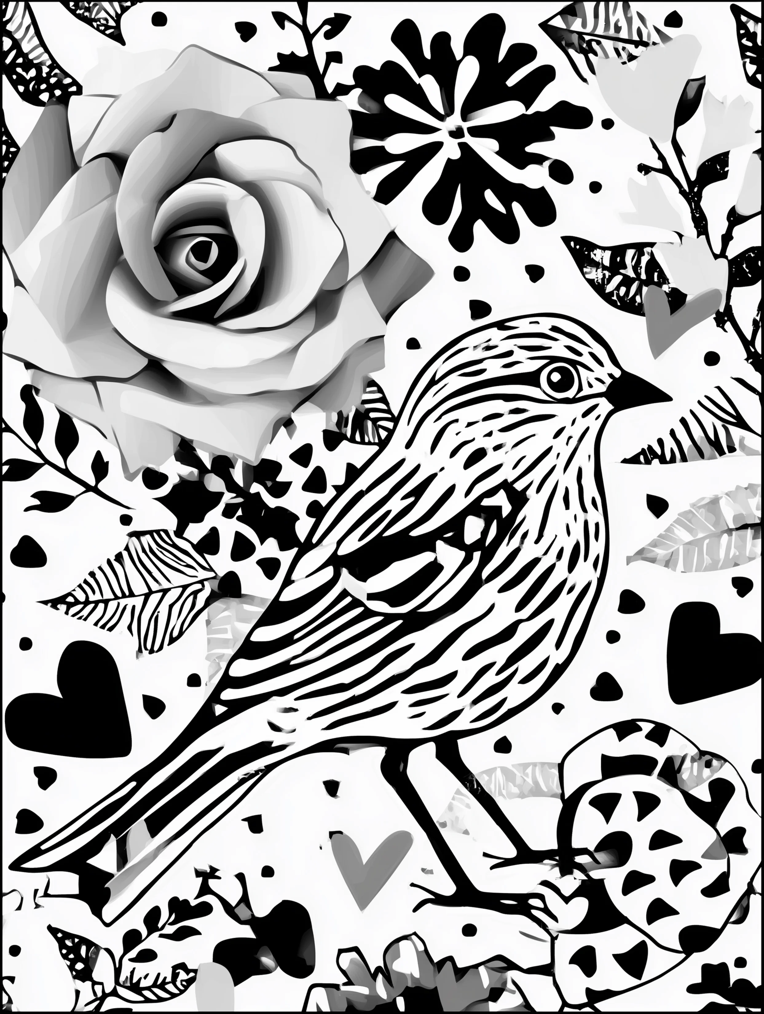 Free printable bird coloring page for adults featuring a bird looking right